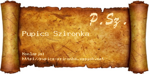 Pupics Szironka névjegykártya